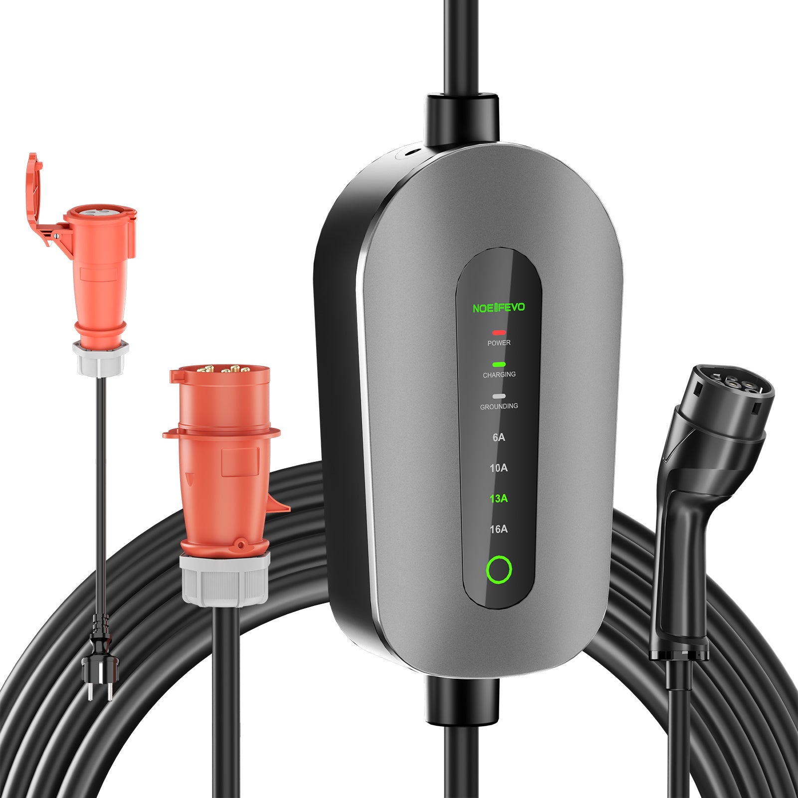 NOEIFEVO F095-3 Typ 2 Zu CEE16A EV Ladekabel für Elektrofahrzeug , 11KW Wallbox 6A bis 16A einstellbarer Strom, 3m/5m/10m