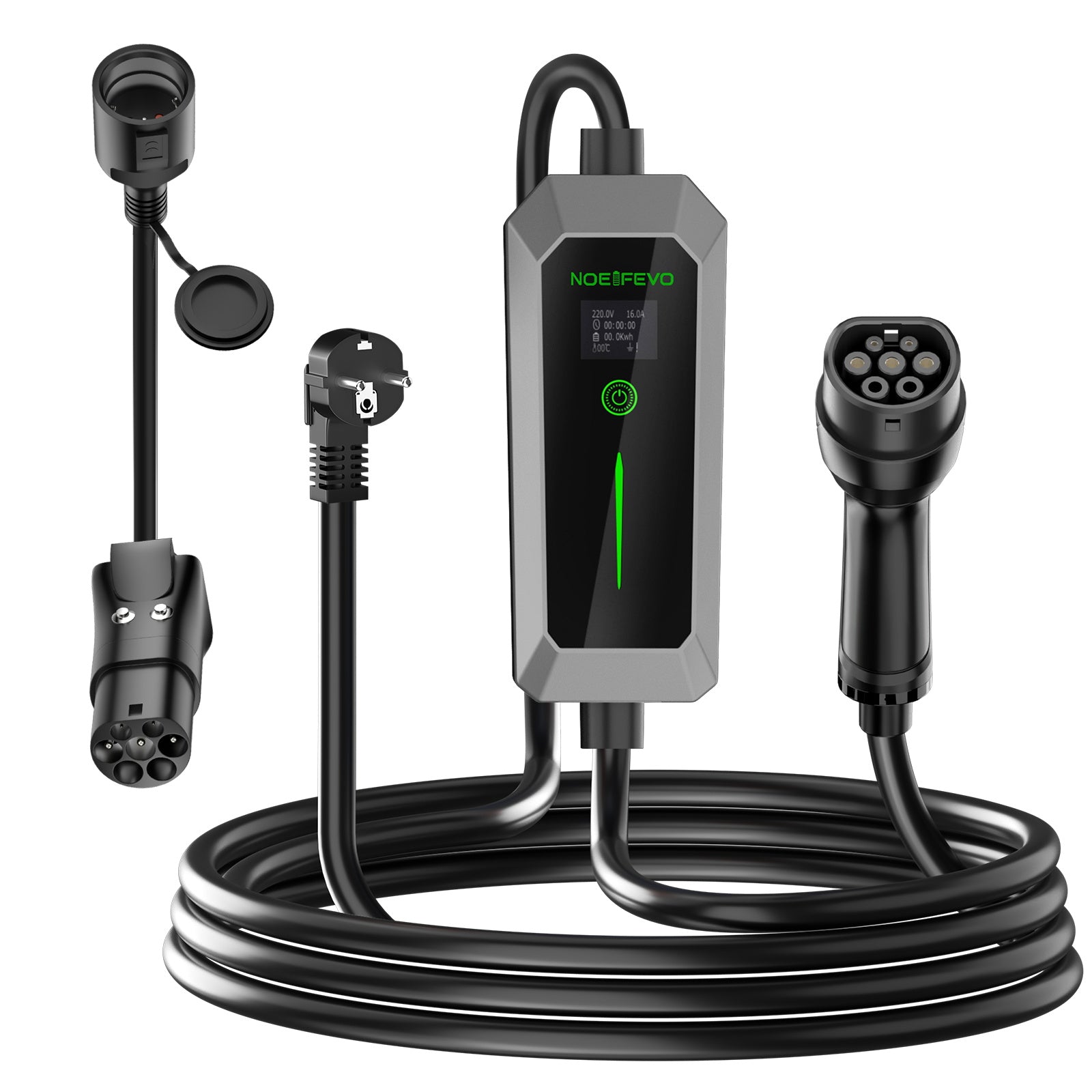NOEIFEVO 3,5 kW Type 2 to Schuko EV-laturi, 5/10 metriä Sateenkestävä EV-latauskaapeli ulkokäyttöön