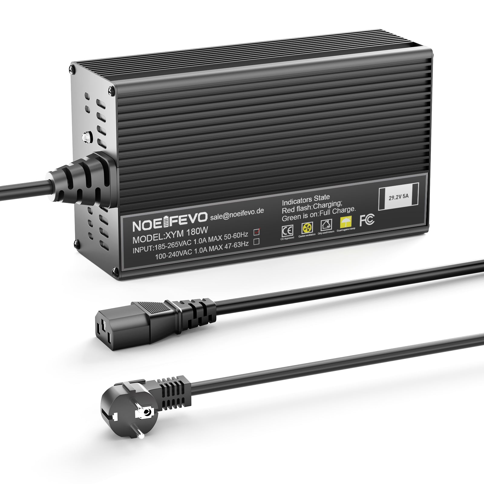 Noeifevo 29.2V 5A LiFePO4 Akku Ladegerät für 24V 25.6V LiFePO4 Batterie, XLR/IEC/XT60/Anderson 50A/M8