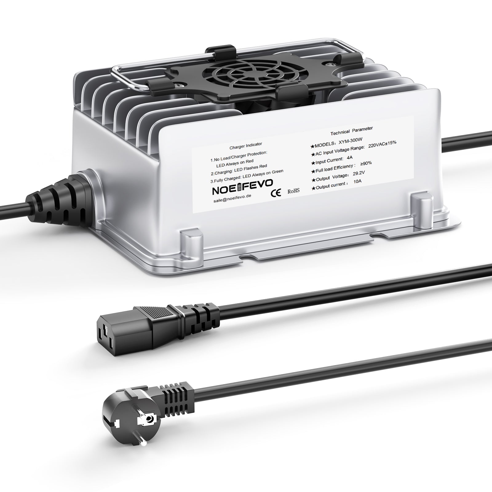 NOEIFEVO 29.2V 10A Wasserdicht LiFePO4 Akku-Ladegerät für 25.6V(24V) 8S LiFePO4 Akku