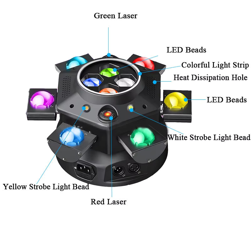 150W Moving Head Projektør, Laser-Stroboskop Effekt, DMX Scenelys, Fuldfarvet LED-Lys, Roterende DJ-, Disco-, Party- og Barlys(1pcs)