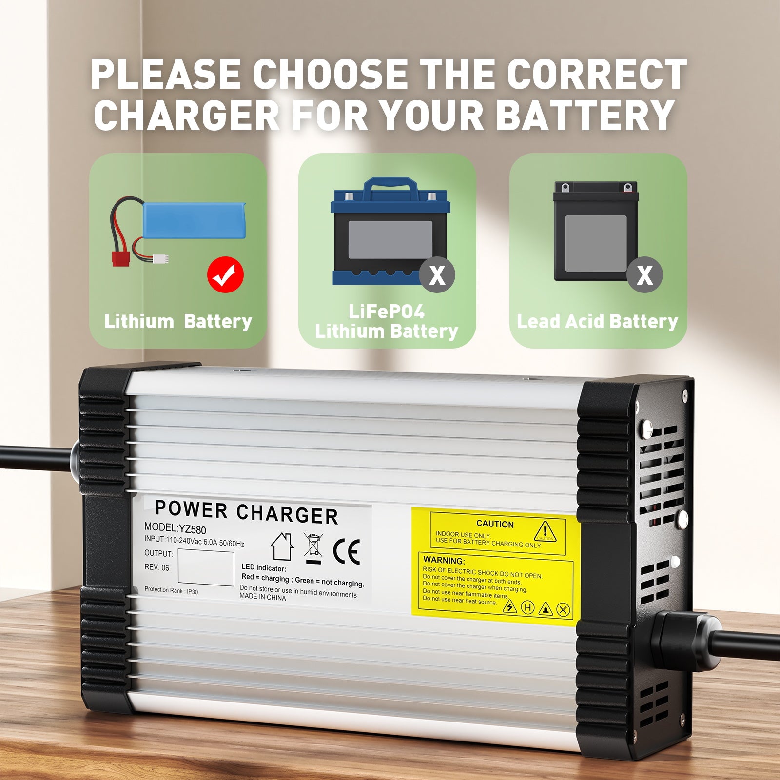 NOEIFEVO 27,6V-29,4V 14A Caricabatterie al piombo-acido per batterie al piombo-acido da 24V, con ventola di raffreddamento e spegnimento automatico.