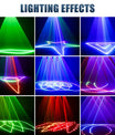 Laser-scene-projektor med RGB-laserskanningseffekter, LED-interiørbelysning for scene – ideell for DJs, diskotek, bursdag- og bryllupsfester. Støtter DMX512 og lydaktiv drift