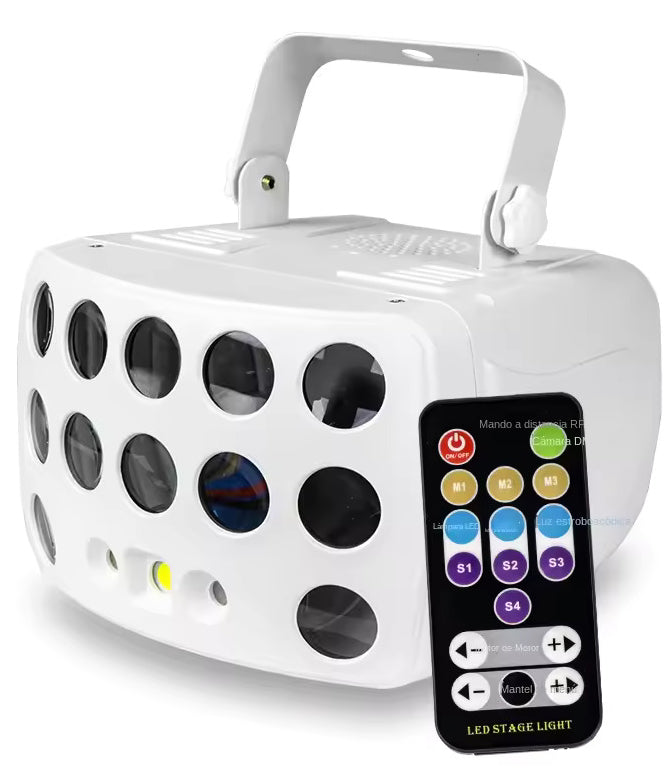 3-in-1 DMX RGBW partylicht, LED-laser stroboscoop, disco DJ beam spot podiumverlichting, dansclub bruiloft vlinderlicht