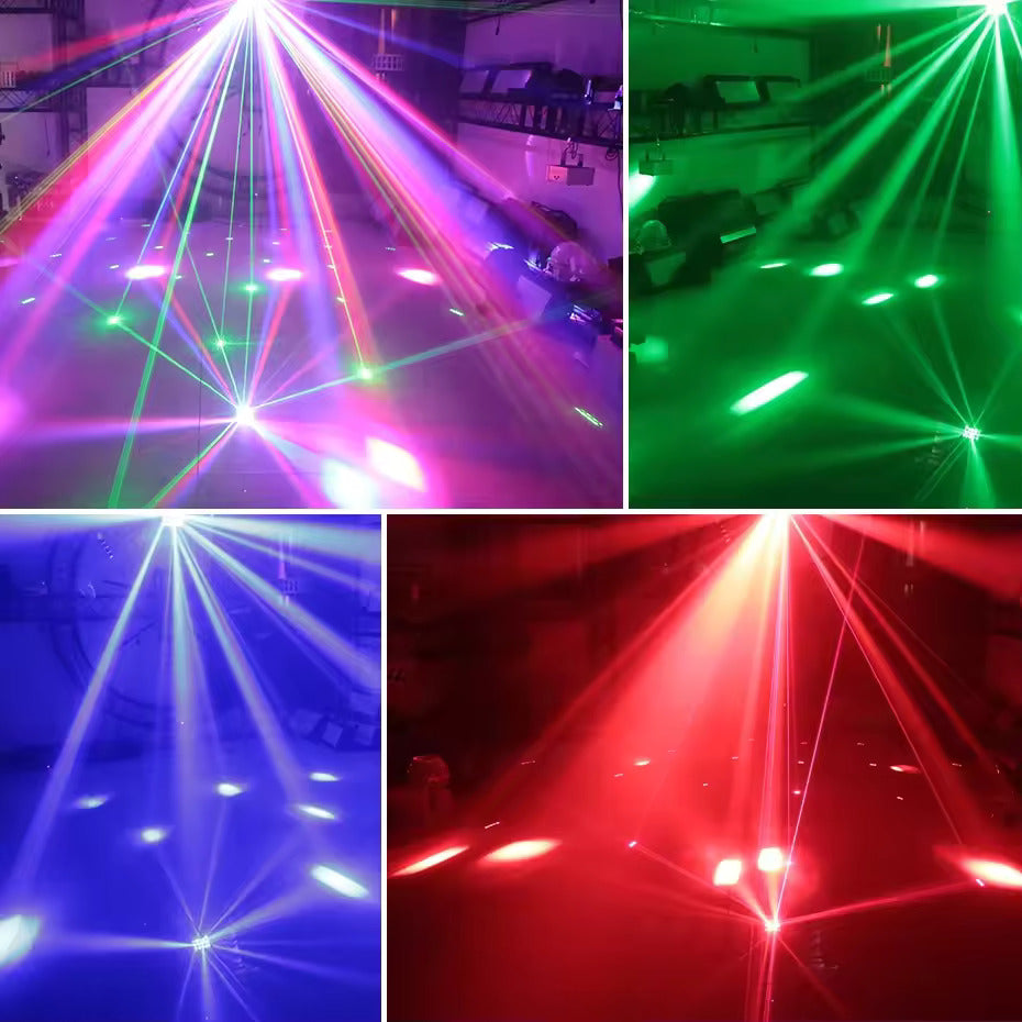 3-in-1 DMX RGBW partylicht, LED-laser stroboscoop, disco DJ beam spot podiumverlichting, dansclub bruiloft vlinderlicht