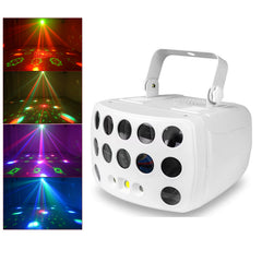 3-in-1 DMX RGBW partylicht, LED-laser stroboscoop, disco DJ beam spot podiumverlichting, dansclub bruiloft vlinderlicht