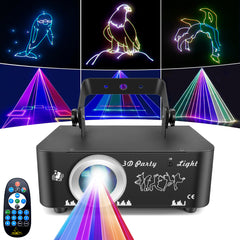 DJ-diskolys partylys, 3D RGB-animasjonsdiskolys med fjernkontroll, partilys med DMX, musikkstyrt beam-effekt scenelys for fest, festival, klubb, scene og show