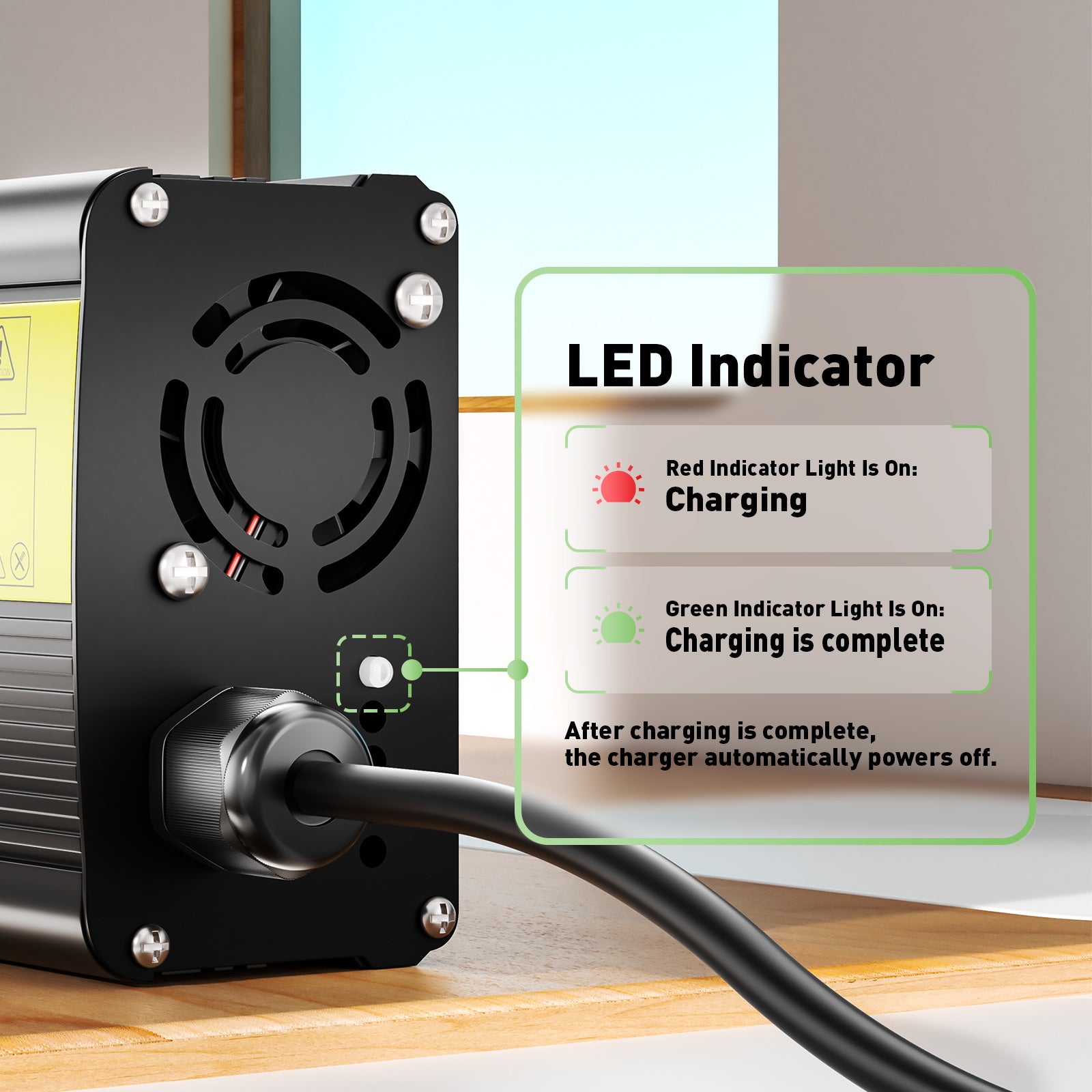 NOEIFEVO 29.4V 7A Litiumbatteriladdare för 24V 25.9V 7S batteri, E-cykel rullande elektrisk enhet motorcykelladdare.