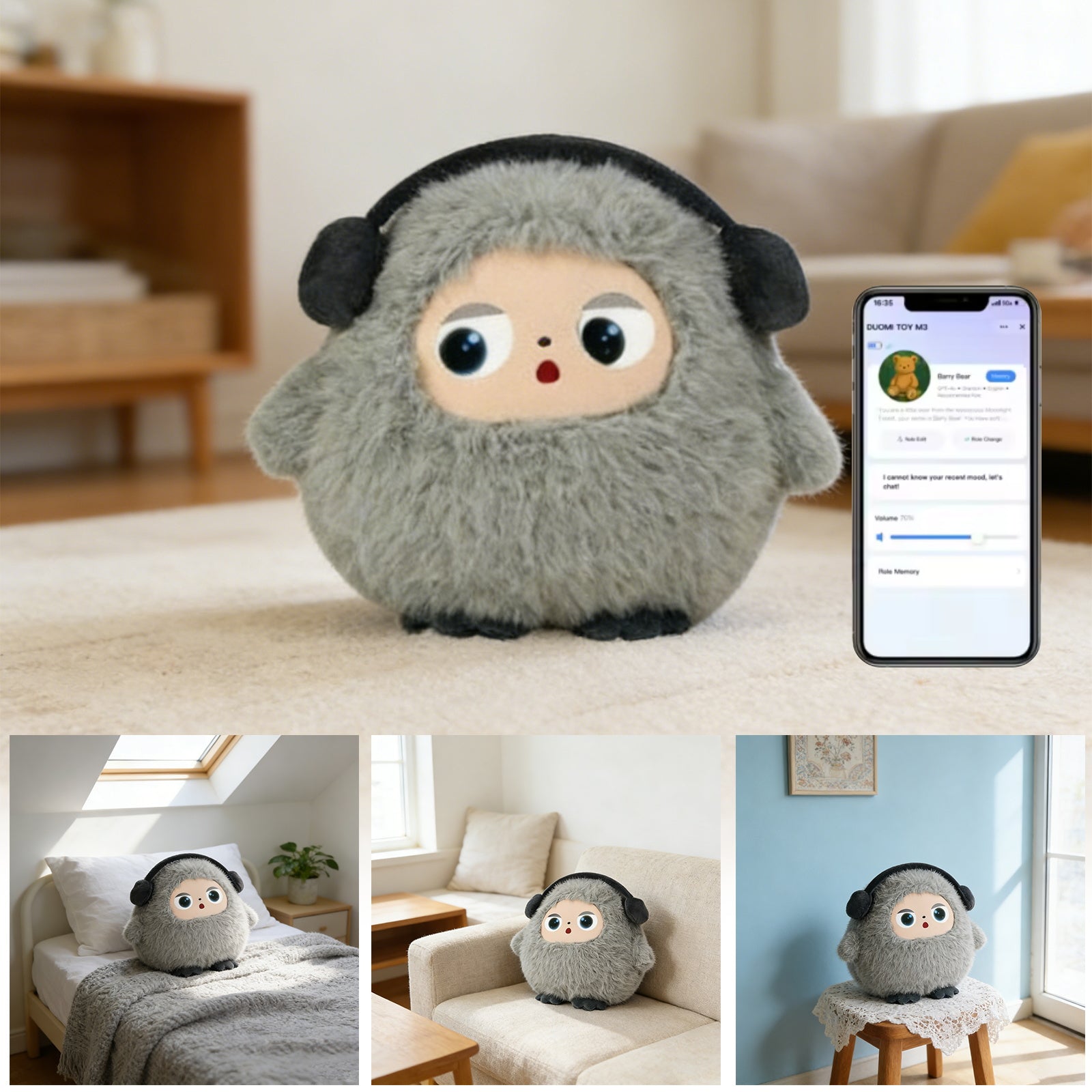 KI-gesteuertes Plüschtier mit intelligenter Stimme und LED-Augen – ein interaktiver Begleiter für Kinder und Erwachsene, wiederaufladbares E-Pet, unterstützt über 50 Sprachen mit der Tuya-App