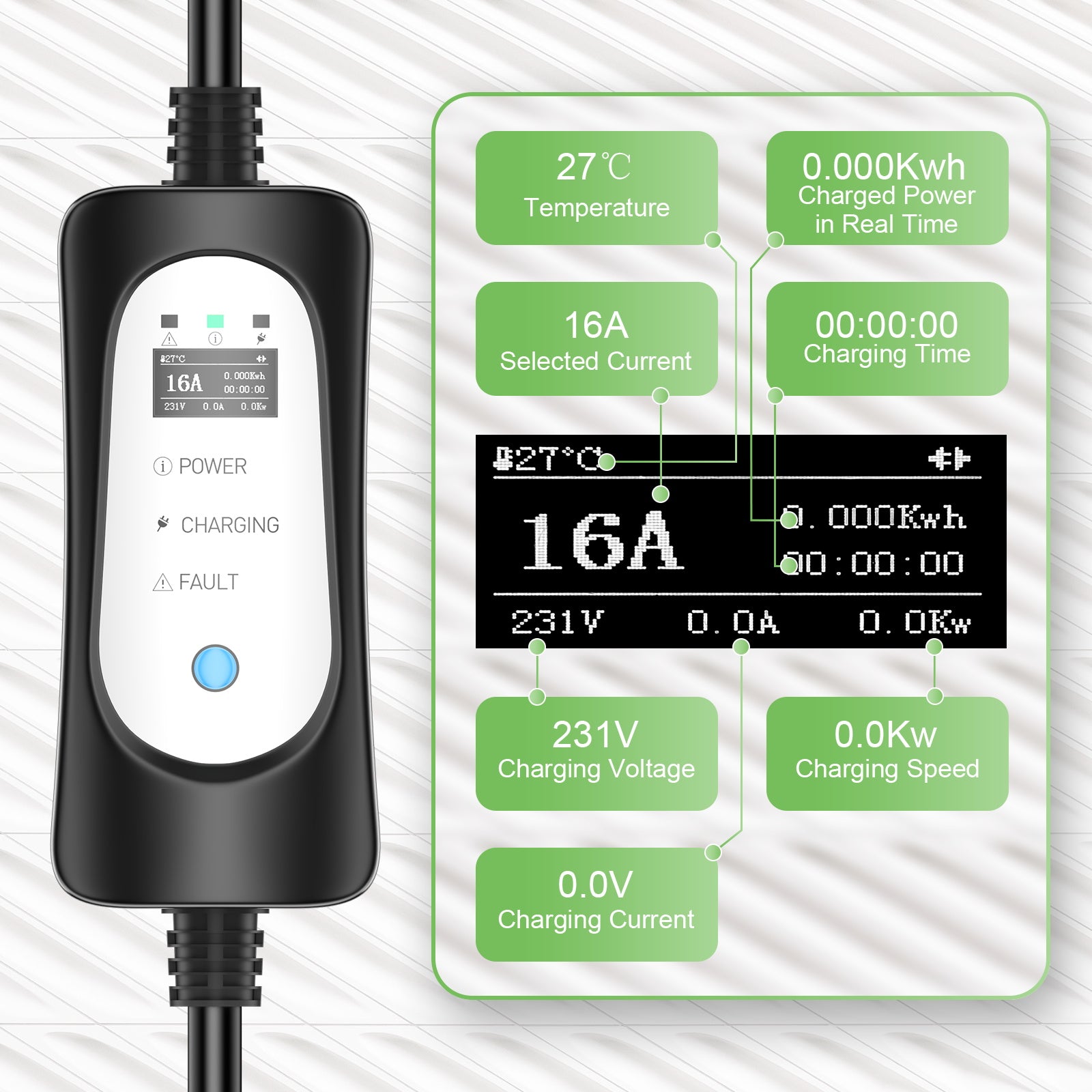 Portable Type2 3.7KW 16A EV Charger, 5 Meters Mobile EV Charging Cable with Schuko