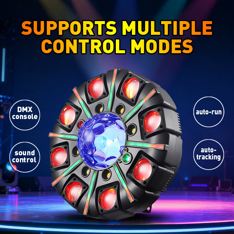 180W 8-Arm-Beam-Partylicht Bühnenbeleuchtung, 4-in-1 RGBW LED-Effektleuchte DMX512 für DJ, Disco-Party, KTV, Konzert, Nachtclub