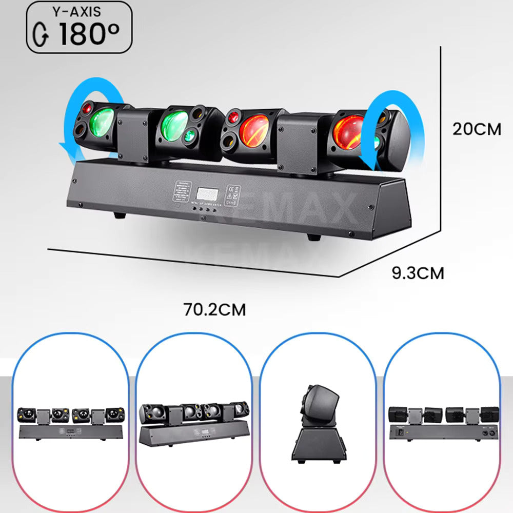 80W Disco Party Lichtanlage, RGBW LED Moving Head Scheinwerfer mit zwei beweglichen Köpfen, Fernbedienung, DMX512-DJ-Equipment, Bühnenbeleuchtung für Events, Clubs und Weihnachten