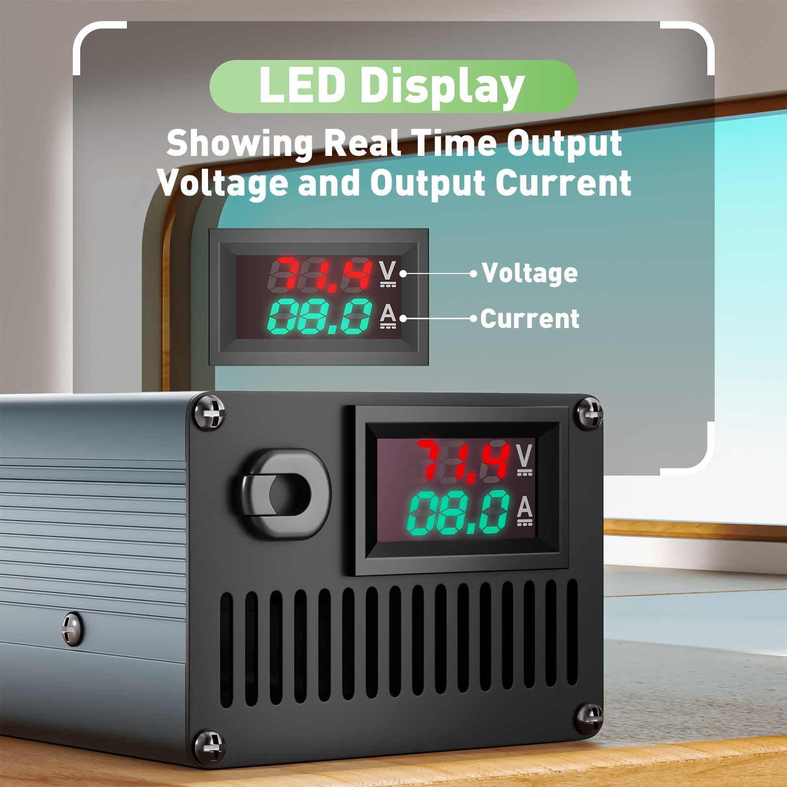 NOEIFEVO 71.4V 8A 17S Lithium-Batterieladegerät für 17S 62.9V Li-Ionen-Batterien, Strom Einstellung 1-8A, langsames Laden und schnelles Laden (MLC1300)