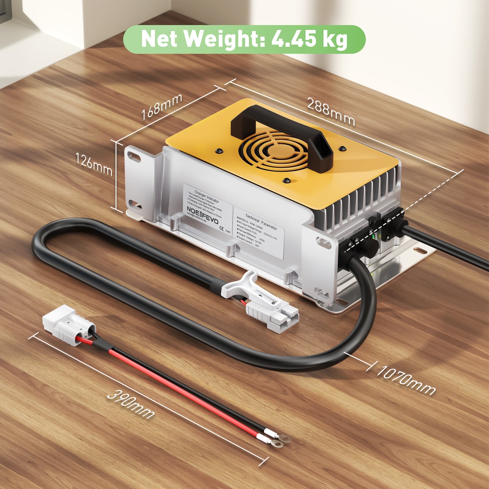 NOEIFEVO  54,75V 30A LiFePO4 acculader voor 48V 15S LiFePO4 accu, waterdicht