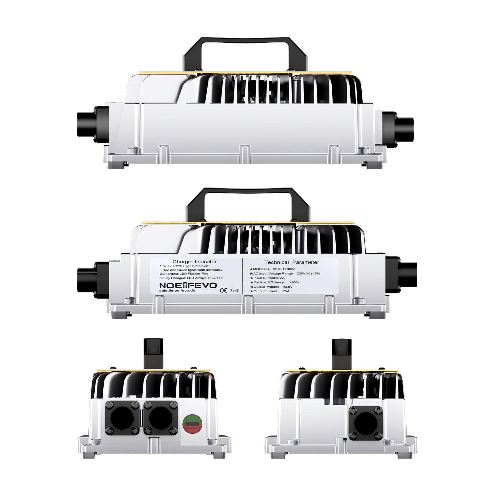 NOEIFEVO 36V 38.4V LiFePO4 batteriladdare, 43.8V 25A laddare för golfbil, båt LiFePO4 batteri
​