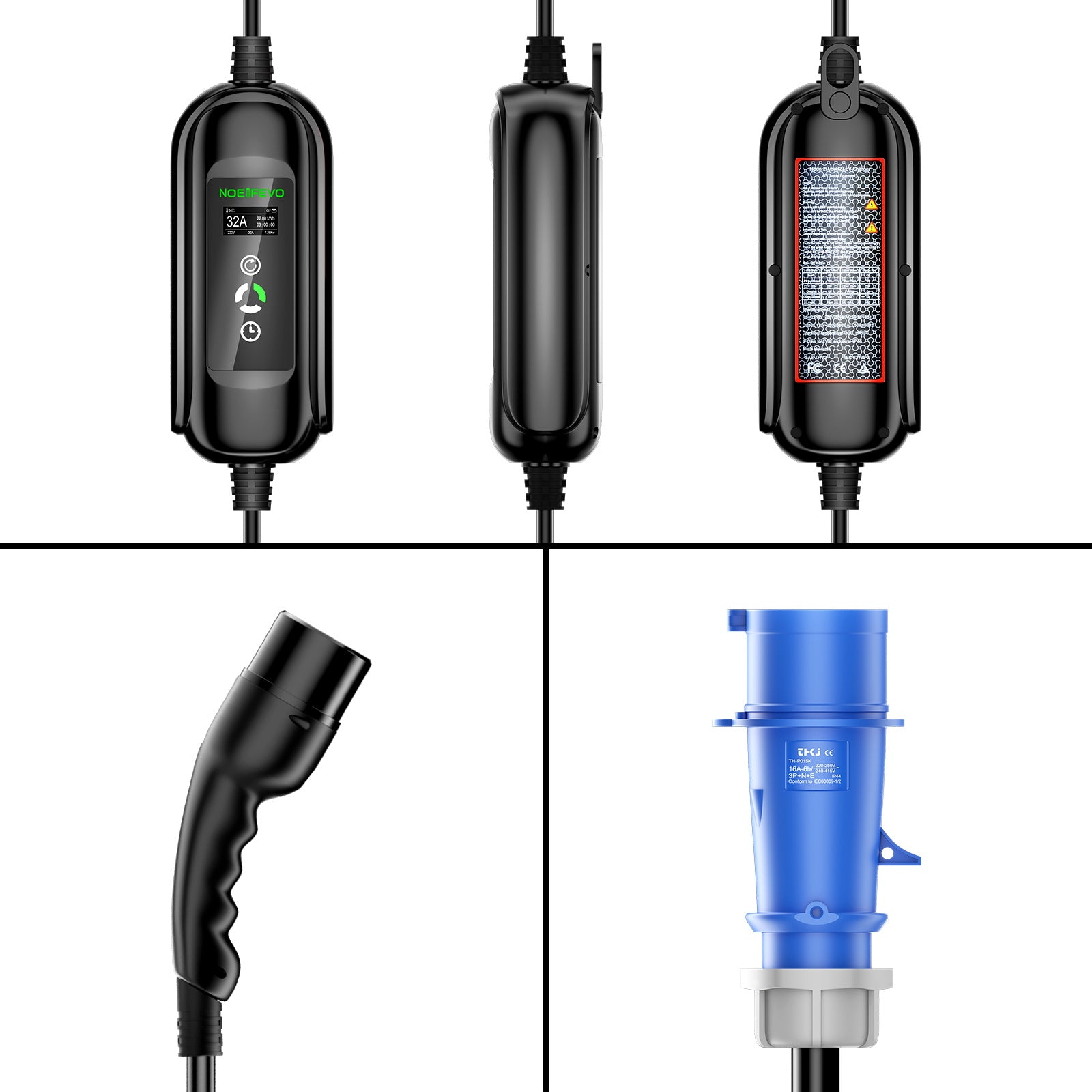 NOEIFEVO7.2KW EV latauskaapeli, tyyppi 2 32A 1 vaihe EV laturi, Mobile EVSE latausasema CEE sininen pistoke