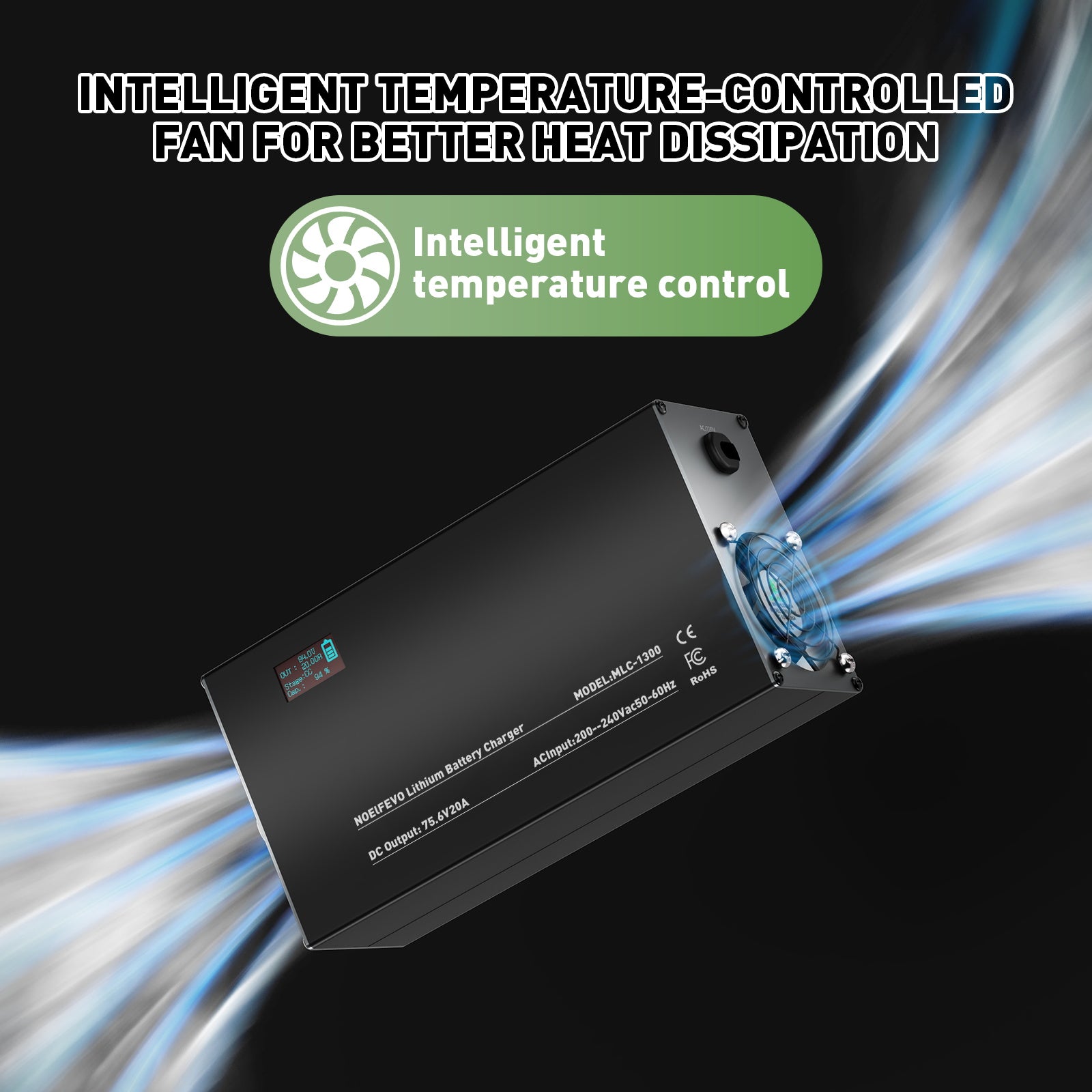 NOEIFEVO 84V 2-20A Lithium-batterilader til 74V 20S Lithium-Li-Ion-Lipo-batteri, LCD-skærm, justerbar strøm, lader til E-bike, scooter, elektrisk motorcykel