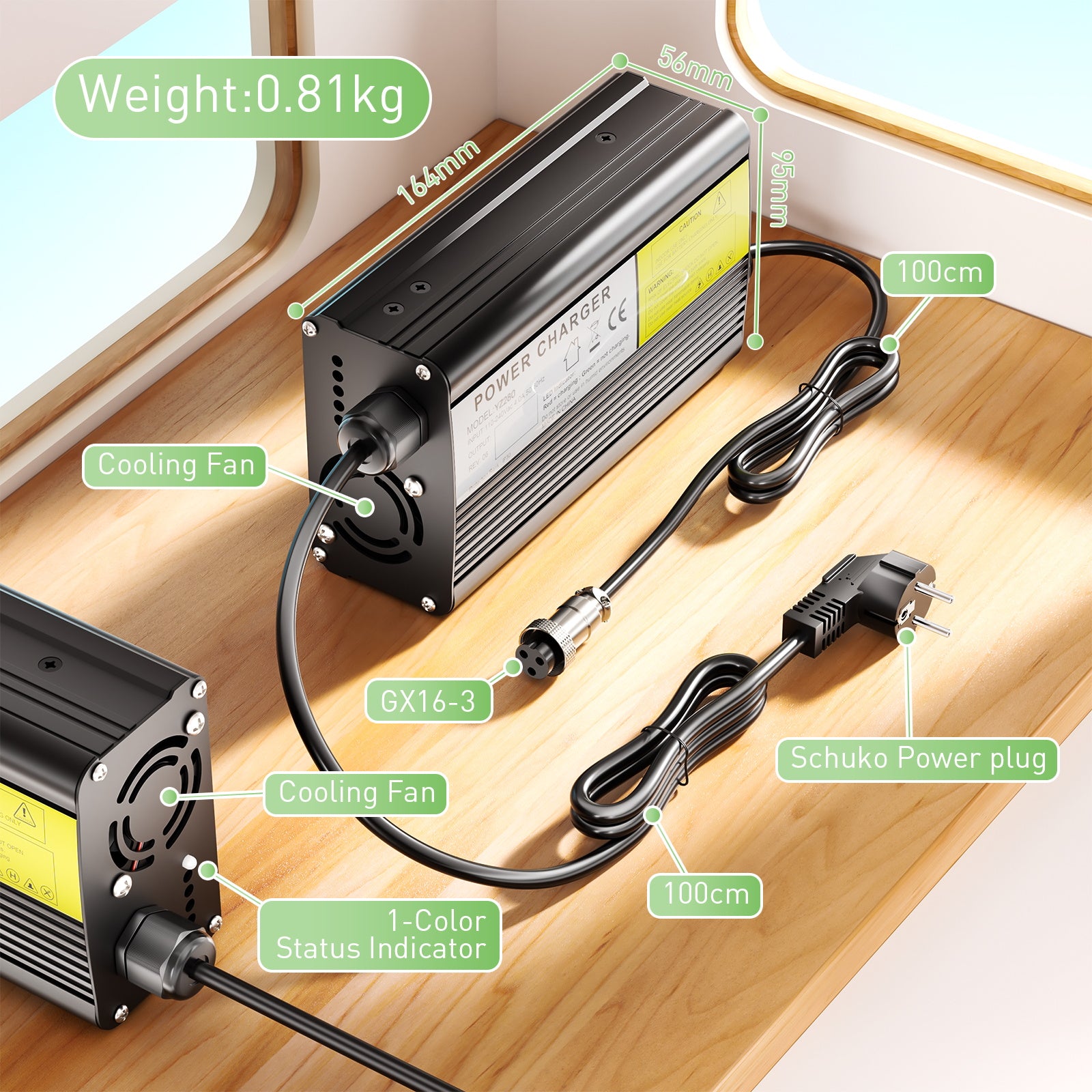 NOEIFEVO 25.2V 7A Lithium-Batterieladegerät für  22.2V 6S Batterie, E-Bike Roller Elektrisches Gerät Motorrad Ladegerät.