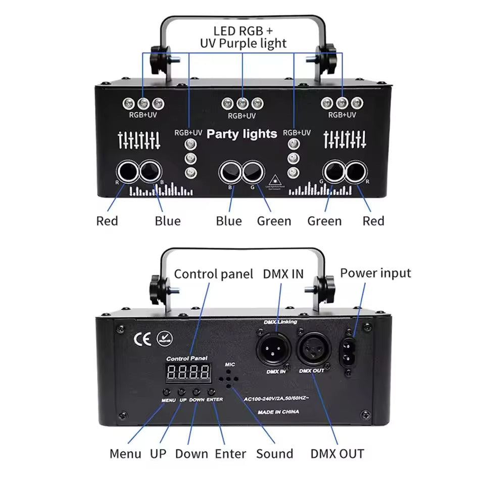 Discolicht Partylicht, LED RGB Licht DJ Projektor Musikgesteuert DJ Disco Lichter, DMX Effektstrahler Für KTV Familientreffen Hochzeit Geburtstag Halloween