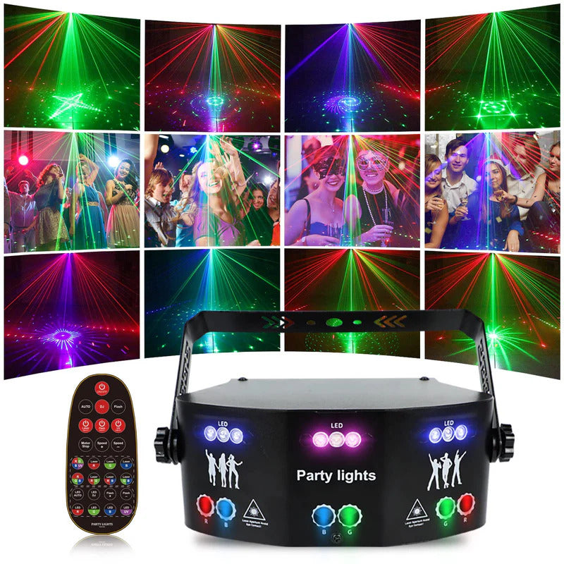 Discolicht Partylicht, LED RGB Licht DJ Projektor Musikgesteuert DJ Disco Lichter, DMX Effektstrahler Für KTV Familientreffen Hochzeit Geburtstag Halloween