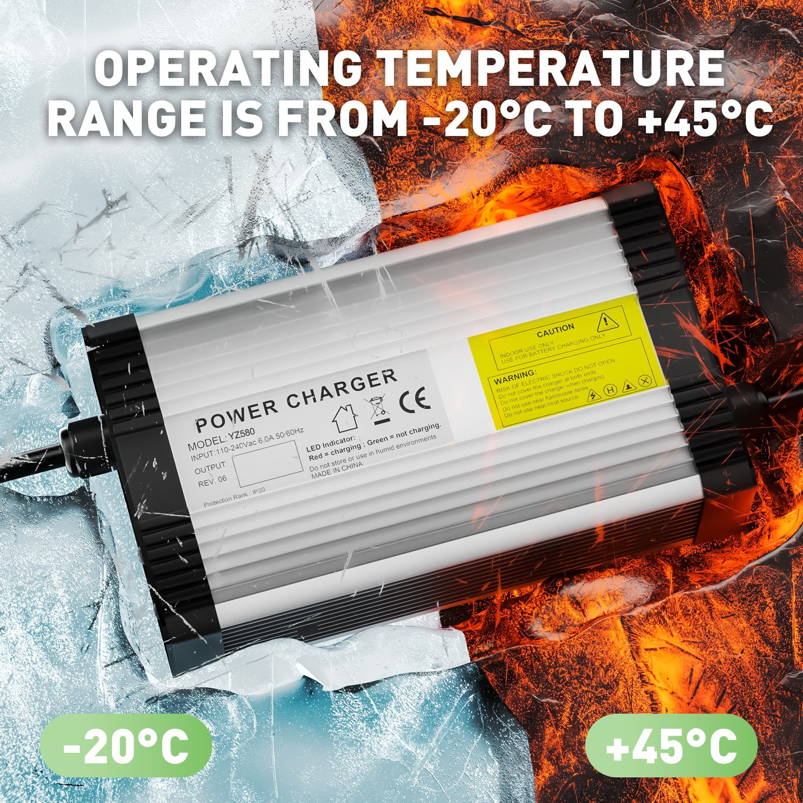 NOEIFEVO 27.6V-29.4V 14A Bly-syrabatteriladdare för 24V bly-syrabatteri, med kylfläkt, automatisk avstängning.