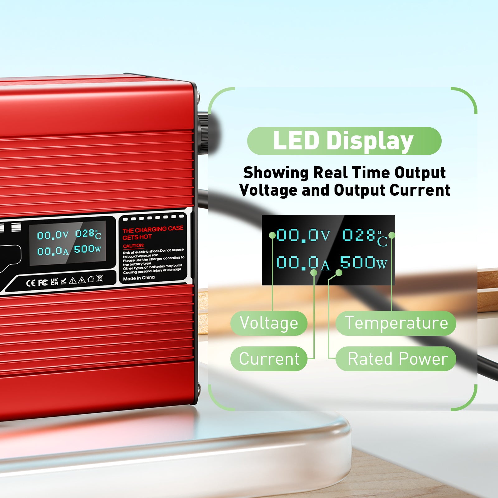 NOEIFEVO 88.2V 5A 21S litiumbatteriladdare, för 21S 77.7V Li-Ion-batteri, LED-skärm, för elcykel, skoter, båt och bil