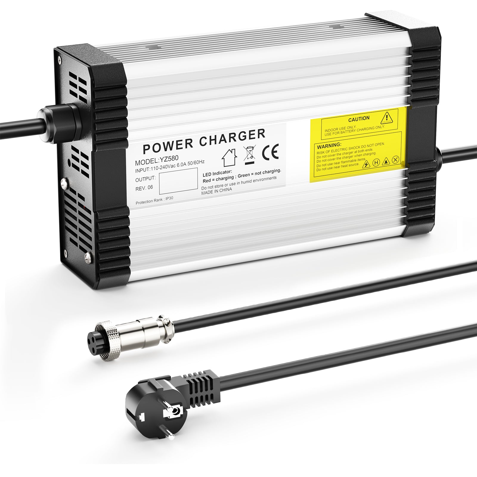 NOEIFEVO Caricabatterie Li-ion 33.6V 12A per batterie 8S 29.6V 30V, con ventola di raffreddamento e spegnimento automatico