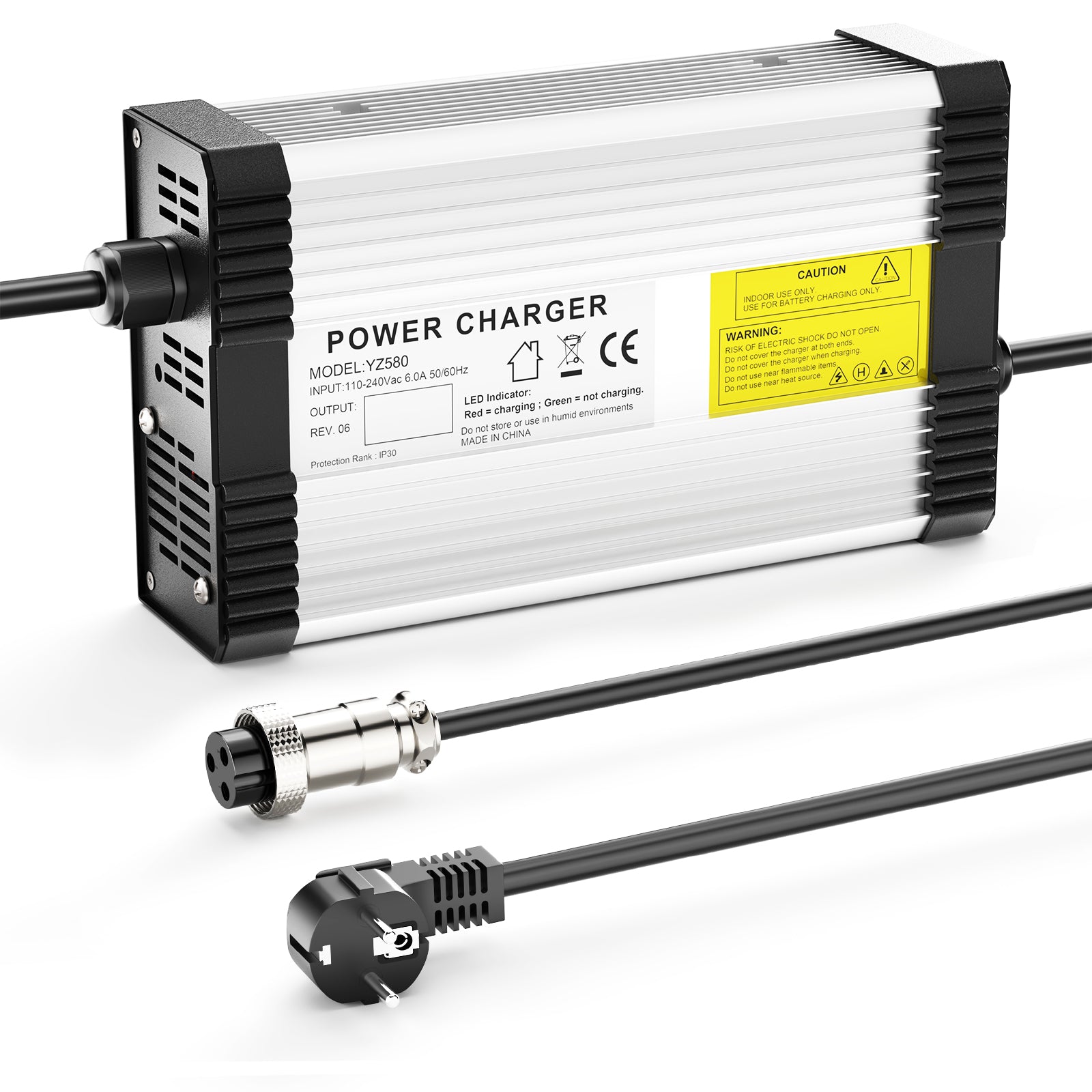 NOEIFEVO 42V 10A Lithium-batterilader til 10S 36V 37V lithium-batteri, med kølefaner, automatisk slukning.