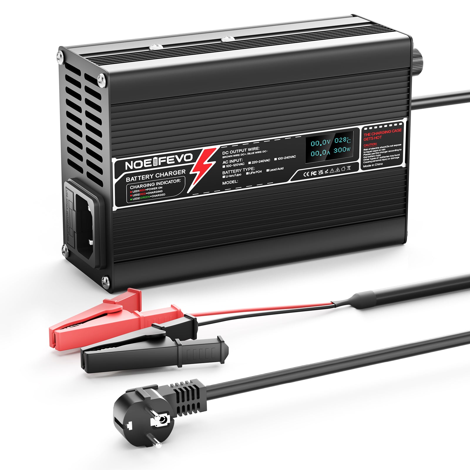 Carregador de Lítio NOEIFEVO 25.2V 4A para baterias 6S 22.2V Li-Ion Lipo, com Display LCD, Ventilador de Refrigeração e Desligamento Automático
