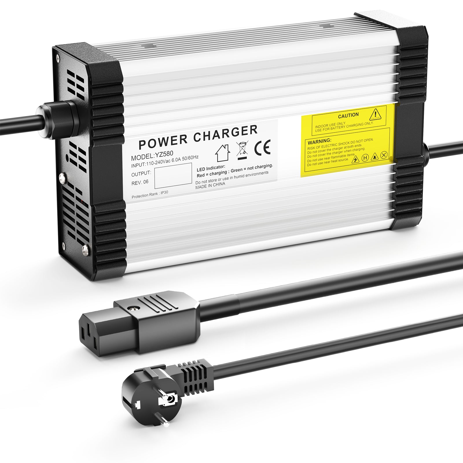 NOEIFEVO 42V 10A Lithium-batterilader til 10S 36V 37V lithium-batteri, med kølefaner, automatisk slukning.