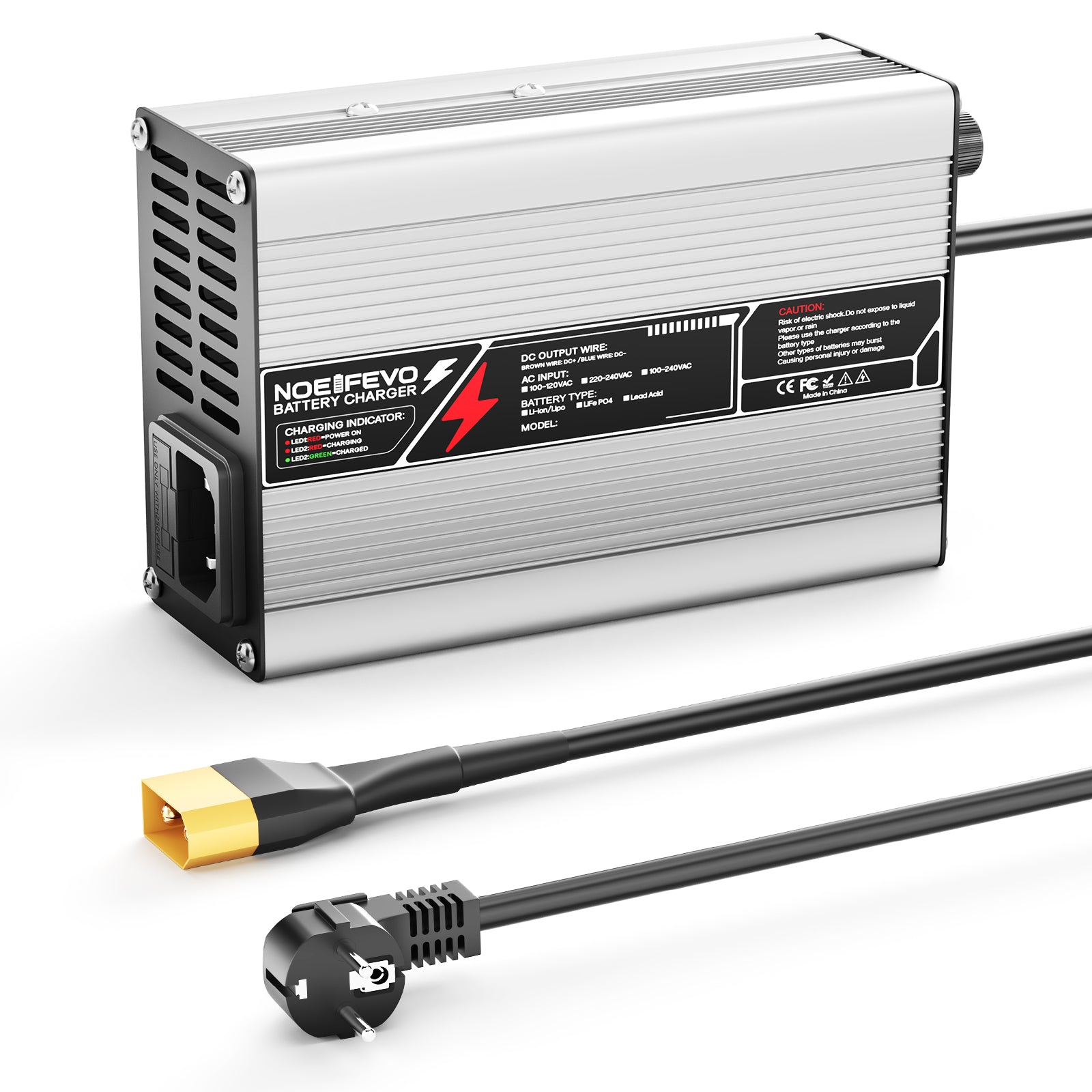 NOEIFEVO 16.8V  5A 6A 7A 8A 10A  Carregador de Bateria de Lítio para Baterias Li-Ion Lipo 4S 14.8V, Ventilador de Resfriamento, Desligamento Automático.