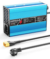 NOEIFEVO 42V 2A 3A 3.5A 4A  Carregador de lítio para baterias Li-Ion Lipo 10S 37V, ventilador de refrigeração, desligamento automático (AZUL).