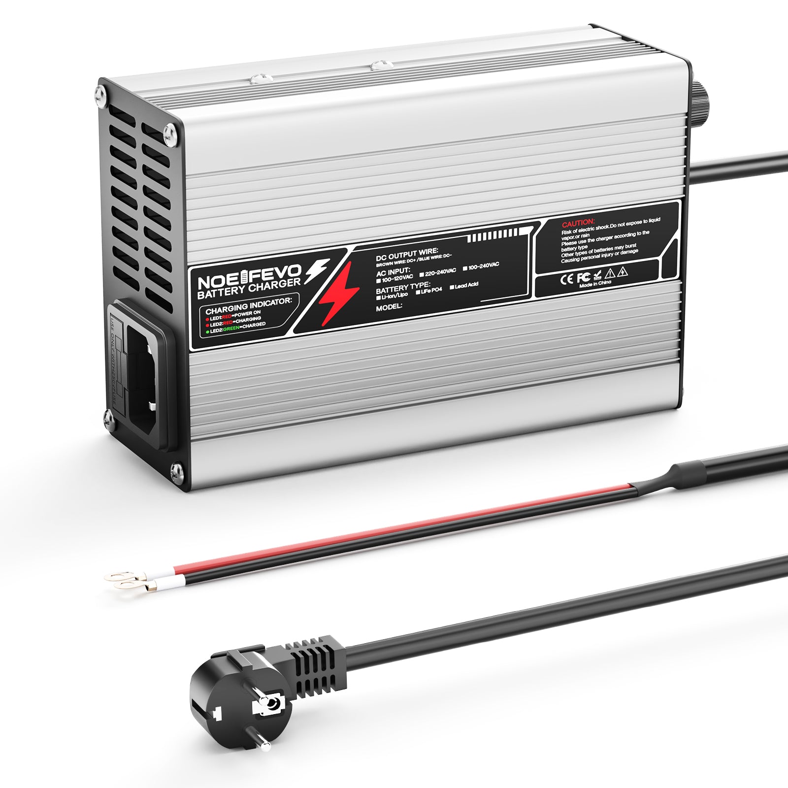 NOEIFEVO 16.8V  5A 6A 7A 8A 10A  Carregador de Bateria de Lítio para Baterias Li-Ion Lipo 4S 14.8V, Ventilador de Resfriamento, Desligamento Automático.