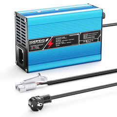 NOEIFEVO 42V 4A Carregador de lítio para baterias Li-Ion Lipo 10S 37V, ventilador de refrigeração, desligamento automático (AZUL).