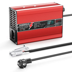 NOEIFEVO 12,6V 10A Lithium-lader til 3S 11,1V Li-Ion Lipo-batterier, med køleventilator, automatisk slukning (RØD)