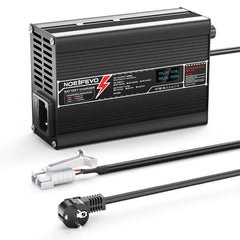 Carregador de Bateria NOEIFEVO 43.8V 3.5A LiFePO4 para Bateria LiFePO4 12S 36V 38.4V, com Tela LCD, Ventilador de Resfriamento, Desligamento Automático