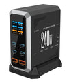 NOEIFEVO 240W USB-ladestasjon med 6 porter, PD3.1 140W USB Type-C & PPS/PD USB Type-A lader – stasjonær hurtigladestasjon kompatibel med MacBook, bærbare PC-er, nettbrett, iPhone, Samsung-smarttelefoner