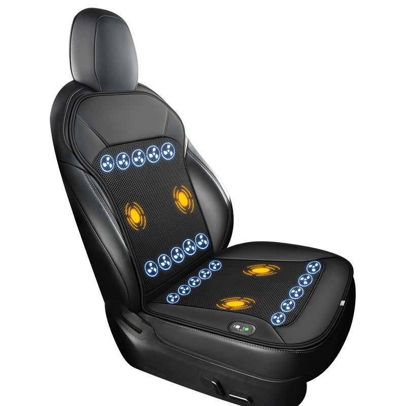 NOEIFEVO Auto Kühlsitzbezug, Sommer Kühlsitzkissen mit 20 Lüftern, Massage, Belüftung, Auto Sitzbezug mit Lüftern, 12V/24V Auto Frontsitze Kühlbezug (Schwarz, 1 Stück)