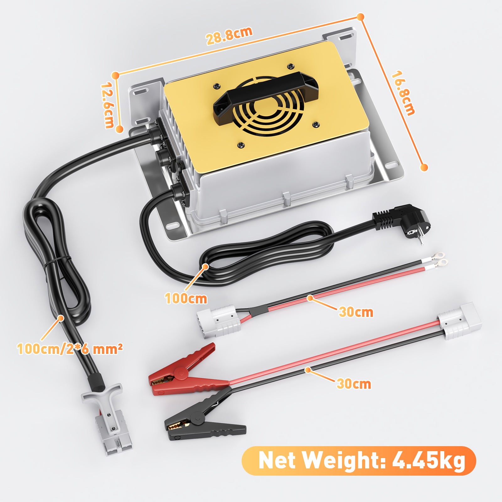NOEIFEVO 51,2V 48V 16S Lithium LiFePO4 Akkuladegerät, 58,4V 35A Ladegerät für Solarbatterien, Golfwagenbatterien, Bootsbatterien, wasserdicht, 0V BMS-aktiviert