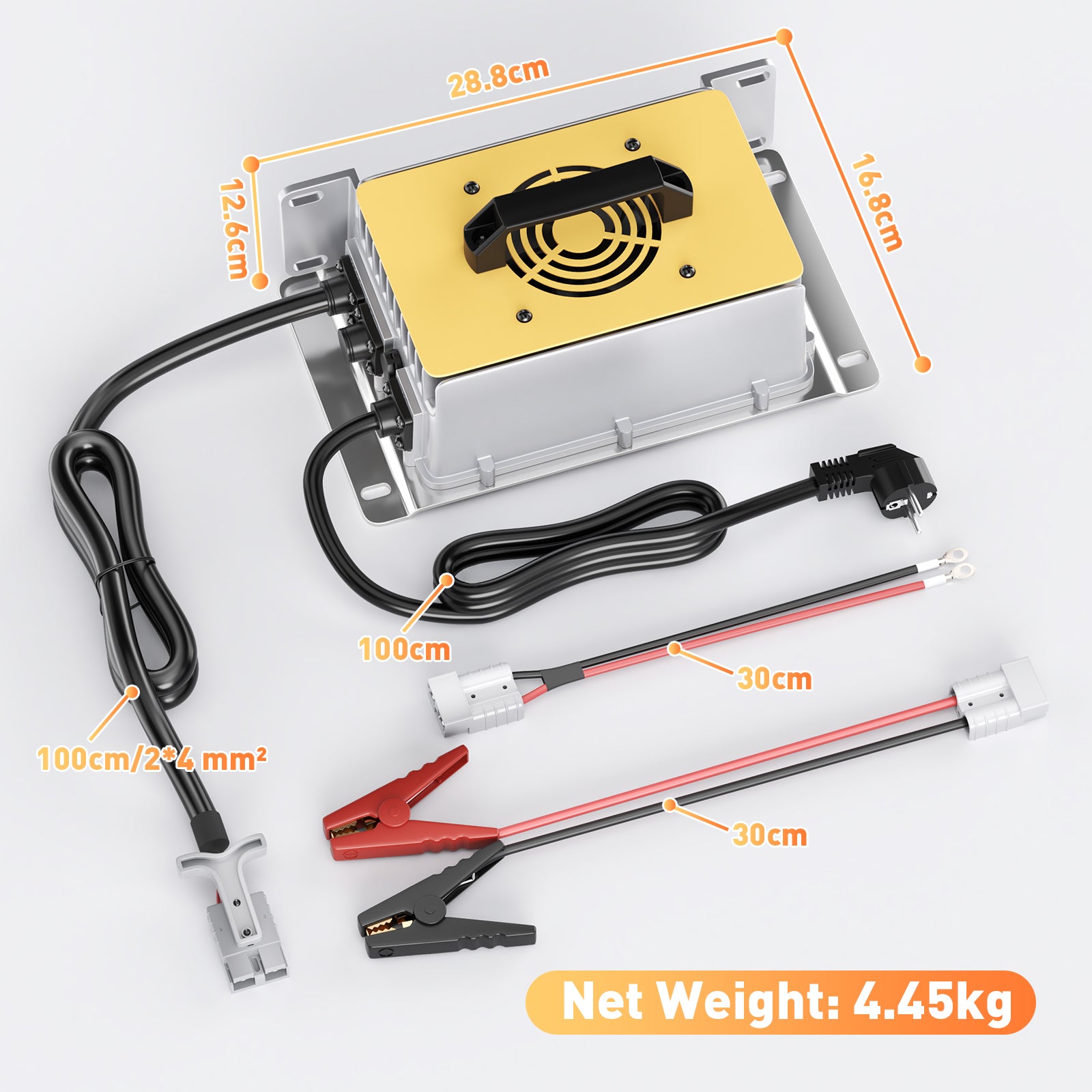 NOEIFEVO 58.4V 30A LiFePO4 acculader voor 51.2V(48V) 16S LiFePO4 accu, waterdicht, 0V BMS ingeschakeld