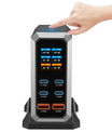 NOEIFEVO 240W USB-ladestasjon med 6 porter, PD3.1 140W USB Type-C & PPS/PD USB Type-A lader – stasjonær hurtigladestasjon kompatibel med MacBook, bærbare PC-er, nettbrett, iPhone, Samsung-smarttelefoner