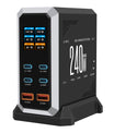 NOEIFEVO 240W USB-ladestasjon med 6 porter, PD3.1 140W USB Type-C & PPS/PD USB Type-A lader – stasjonær hurtigladestasjon kompatibel med MacBook, bærbare PC-er, nettbrett, iPhone, Samsung-smarttelefoner