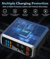 NOEIFEVO 240W USB-ladestasjon med 6 porter, PD3.1 140W USB Type-C & PPS/PD USB Type-A lader – stasjonær hurtigladestasjon kompatibel med MacBook, bærbare PC-er, nettbrett, iPhone, Samsung-smarttelefoner
