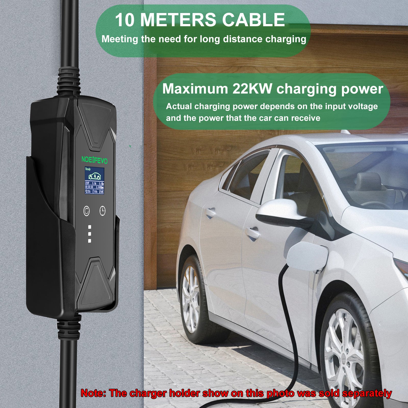 22KW 32A3 fasen type 2 EV Wallbox  met 10 meter kabel, snellader voor elektrische voertuigen, CEE 32A stekker