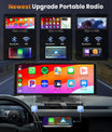 NOEIFEVO 10,26-calowy ekran Carplay do samochodów z bezprzewodowym Carplay, Android Auto, MirrorLink, ekranem dotykowym IPS 1080P, przenośnym radiem, obsługujący Bluetooth/sterowanie głosowe bez użycia rąk/GPS/Siri/transmisję FM/Aux/kartę TF.