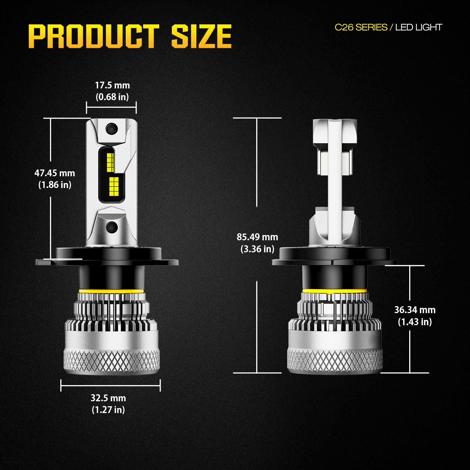 NOEIFEVO Lampada per Fari Auto H4, 40.000 Lumen, 200W, 6500K Bianco, IP68 Impermeabile, 100.000 Ore di Durata, Luce Anabbagliante e Abbagliante