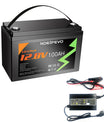 NOEIFEVO 12.8V 100Ah LiFePO4 Lithium Battery, bateria litowa 1280Wh z BMS 100A, 4000+ cykli ładowania, z ładowarką 14.6V 20A, idealna jako źródło zasilania do kampera, łodzi.