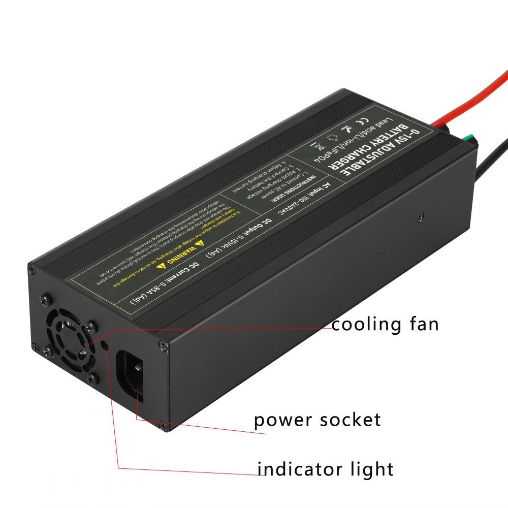 NOEIFEVO טווח מתח וזרם מתכוונן 0-15V 1-60A /85A מטען סוללות, תואם לסוללות 3.7V 6V 12V ליתיום, LiFePO4 וחומצת עופרת