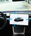 Tesla-näytön pidike 2.0 Model 3/Y:lle – 4-suuntainen kääntyvä (40°), alumiinia CNC, näytön korkeus pysyy muuttumattomana, ei heilumista, häikäisysuoja