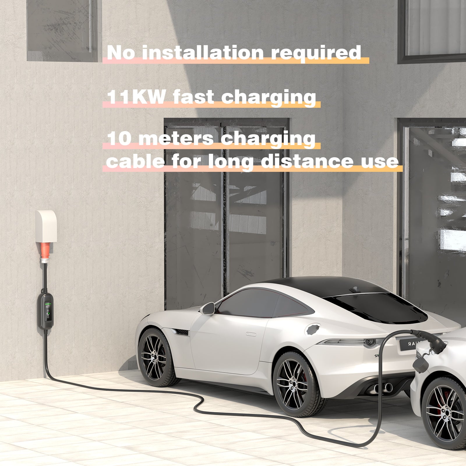 Noeifevo 11KW nabíječka autobaterií, Type2 to CEE16A EV Charger with Household Adapter , 5m/10/15m